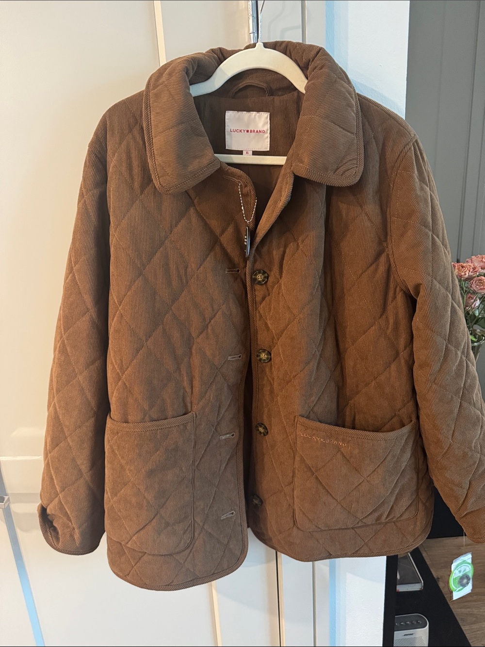 Lucky Brand Kids Quilted Corduroy Puffer Jacket in Brown